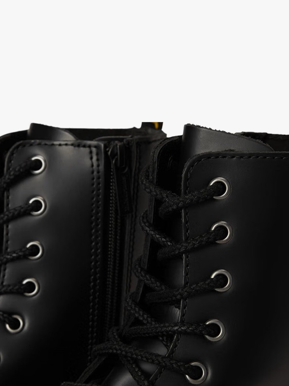 Dr. Martens Black Leather Platform Lace-Up Boots with Yellow Stitching Size 8 - Picture 6 of 8